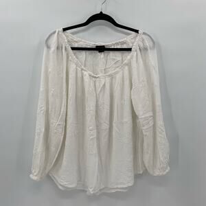 Sanctuary Plus Size 2x Blouse White Eyelet Floral Stretch Lined Boho CottageCore